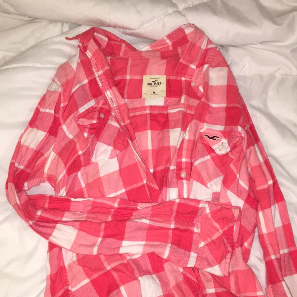 pink and white flannel